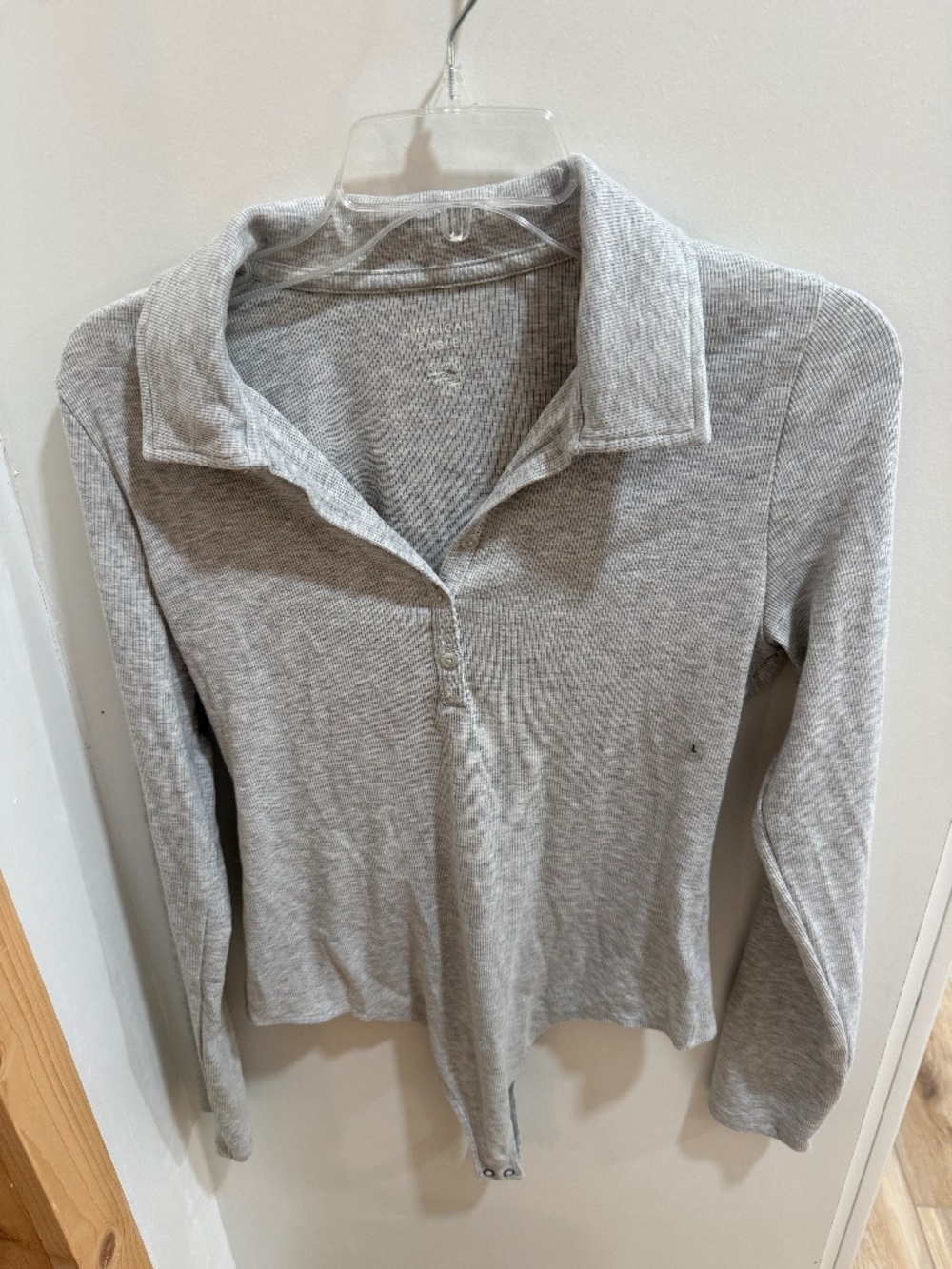 American Eagle Collared Long Sleeve Ribbed Henley Top bodysuit NWT sz large